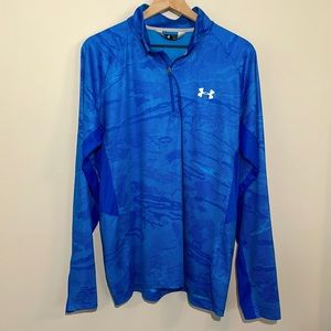 Men’s Under Armour Quarter Zip Running Jacket L Large Heat Gear Loose Fit